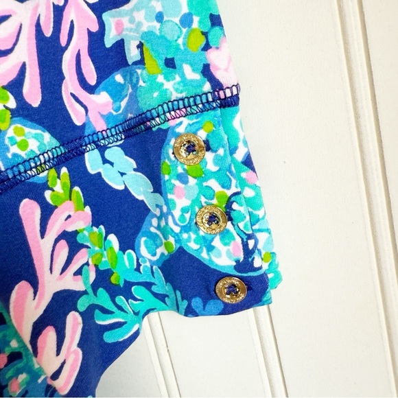 LILLY PULITZER Size L 3/4 Sleeves Sophie Dress in TURTLE VILLA Corsica Blue - Picture 4 of 5